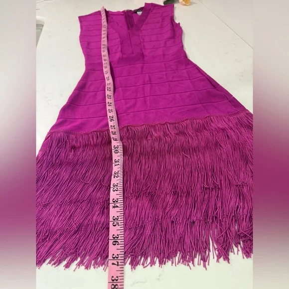 VENUS Vibrant Pink Fringe Mini Dress - Picture 6 of 9